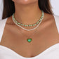 N9938 Retro Pearl Necklace Women's Multi-layer Fashion Drip Oil Heart Necklace Romantic Temperament Geometric Necklace