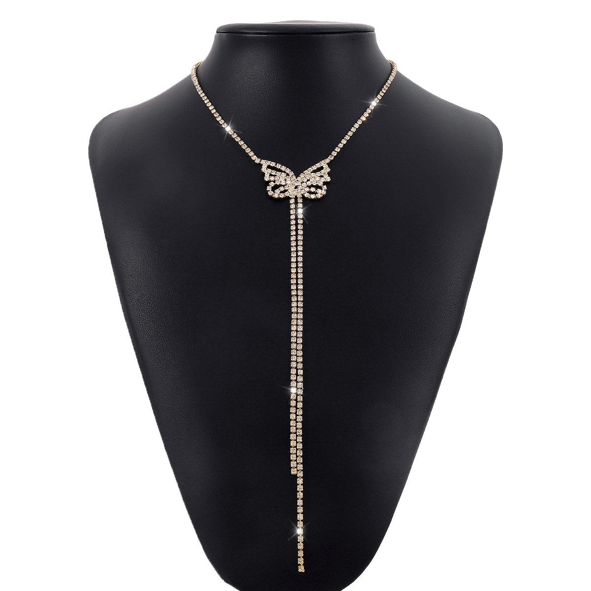 N1591 Elegant geometric temperament butterfly necklace claw chain full of diamonds light luxury sweet girl heart necklace female