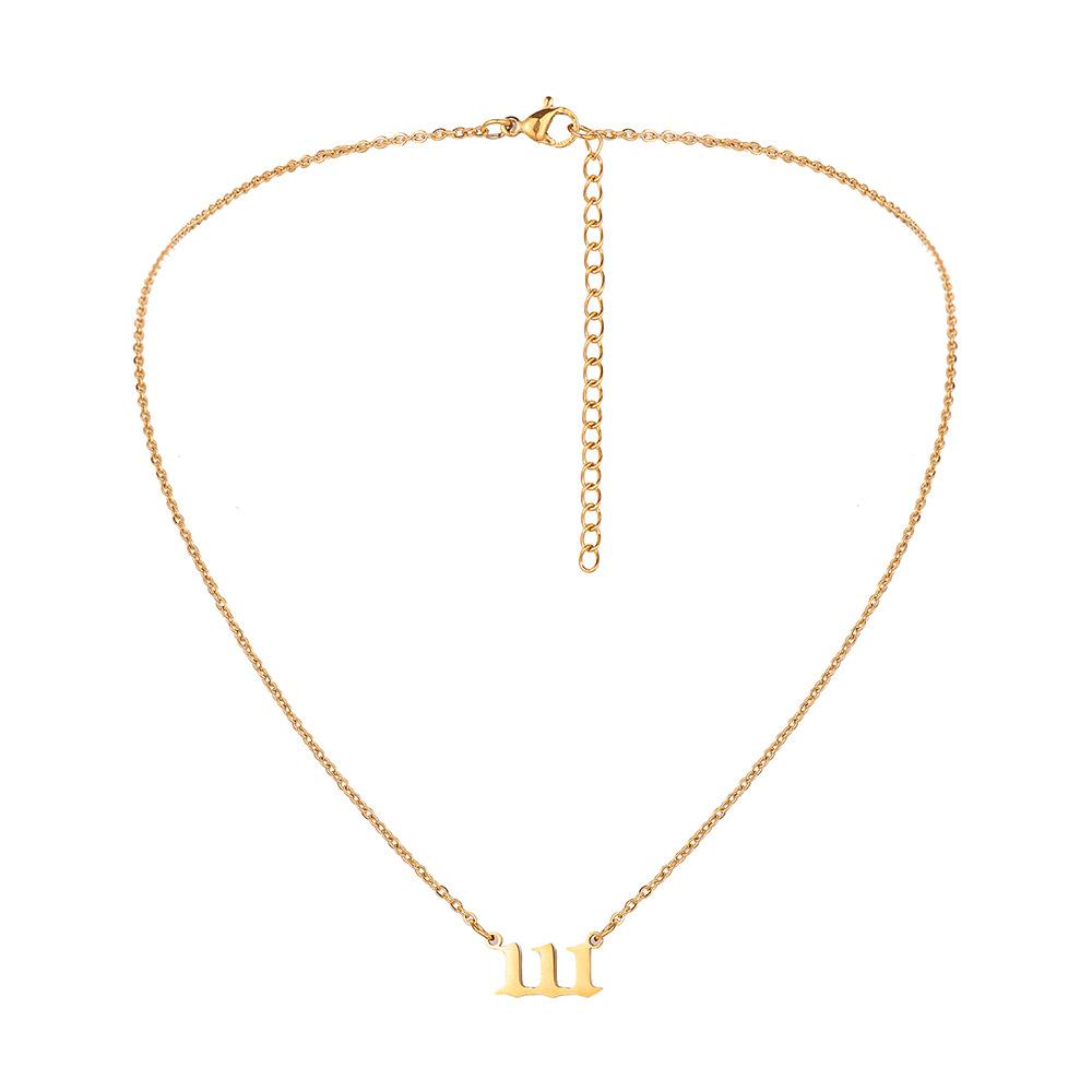 Explosive Angel Number 111999 Stainless Steel Cut Necklace Number Titanium Steel Real Gold Pendant