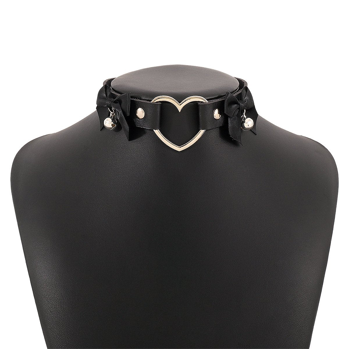 1379 Harajuku geometric love collar leather bow bell necklace personalized choker necklace