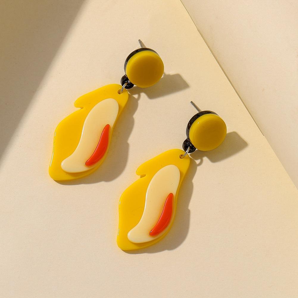 Creative Acrylic Exaggerated Contrast Color Earrings Fashion Irregular Three-dimensional Pattern Candy Color Fresh Earrings Female
