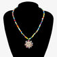 Ethnic color rice beads with acrylic pendant necklace bohemian fashion choker neck chain