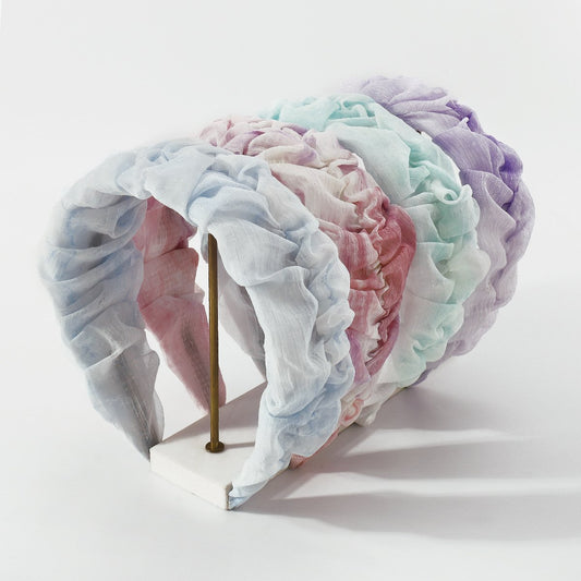 F4597 Girl's Heart Net Red Fashion Headband Sand Material Sweet Wide Side Folds Dazzling Color Contrasting Color Going Out Pressed Hair Headband