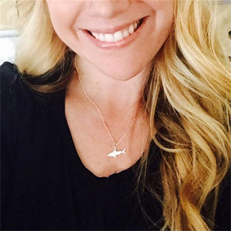 Trend Jewelry Shark Necklace Gold Silver Jaws Pendant Necklace Sea Animal Necklace