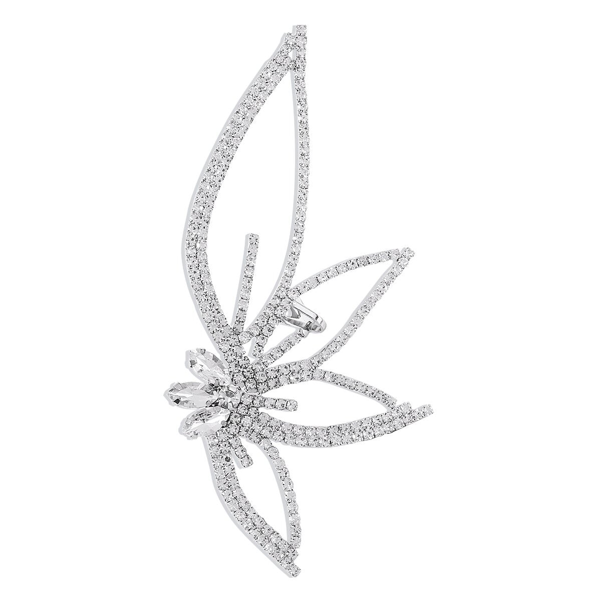 E112 Exaggerated Sweet Cool Niche Earrings Personality Design Leaves Hip-Hop Punk Earrings Full of Diamonds