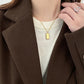 Lucky and rich small gold bar square brand necklace women's light luxury niche titanium steel clavicle chain year tide does not fade