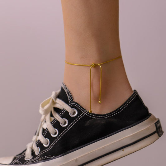 Stainless Steel Gold Snake Bone Chain Adjustable Bracelet Simple Personality Fashion Light Luxury Anklet Accessories