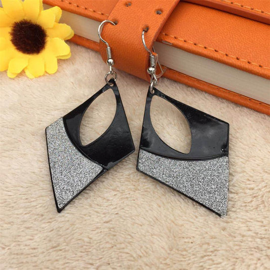 Cutout Rhombus Ladies Evening Dress Off-Shoulder Frosted Earrings