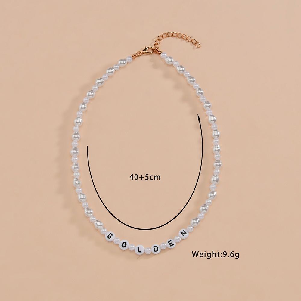 Fashion Shaped Gourd Pearl Necklace English Letter GOLDEN Clavicle Necklace Accessories