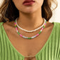 Vacation Color Rice Beads Beaded Clavicle Necklace Female Simple Versatile Alphabet Imitation Pearl Necklace