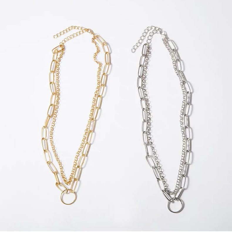 Circle chain double-layer necklace female ins net red short sexy clavicle chain temperament chic cold necklace