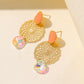 Personalized Hollow Flower Earrings Bohemian Fashion Round Colorful Zircon Temperament Ladies Earrings