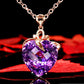 Fashion Women Heart Amethyst Gemstone Pendant Necklace Peach Heart Amethyst Necklace Jewelry