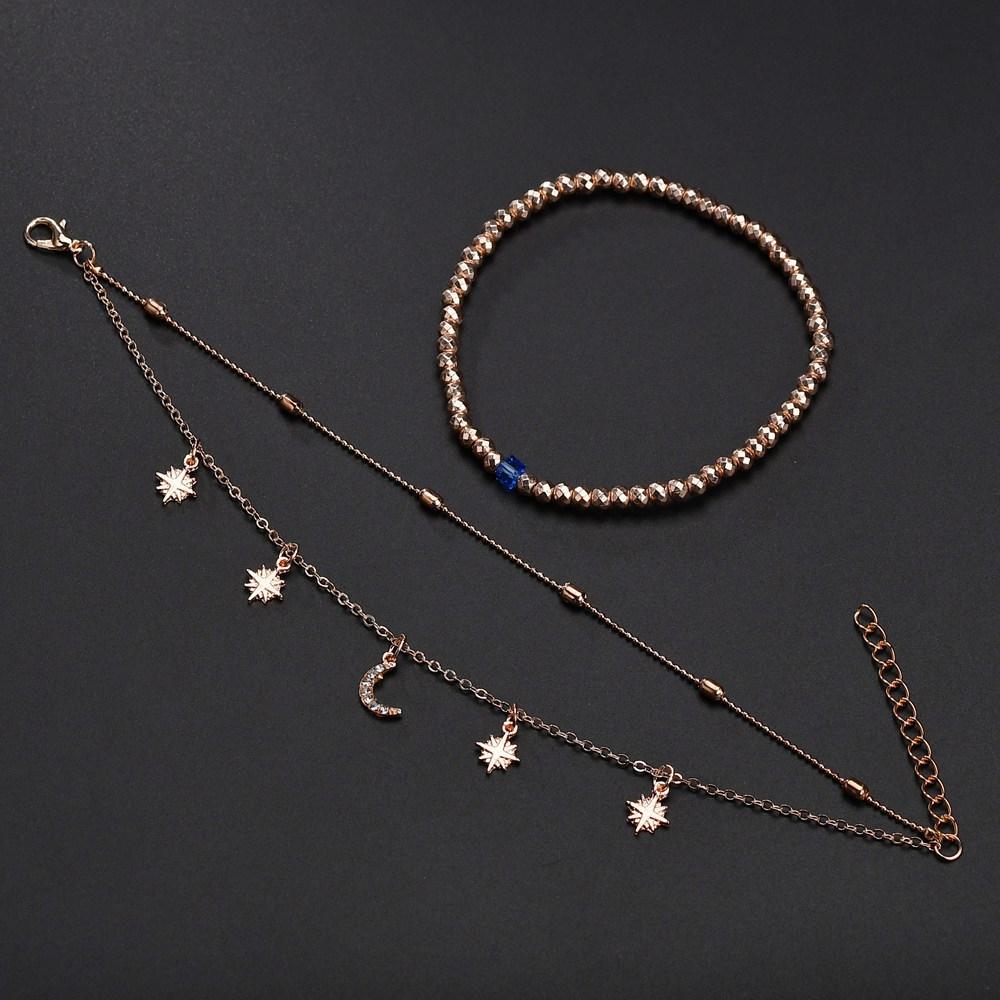 Summer anklet multi-layer women's beaded star moon anklet for women