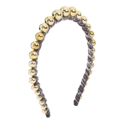F4875 Simple and niche personality velvet hand-wound headband CCB gold beads sweet and cool girl headband