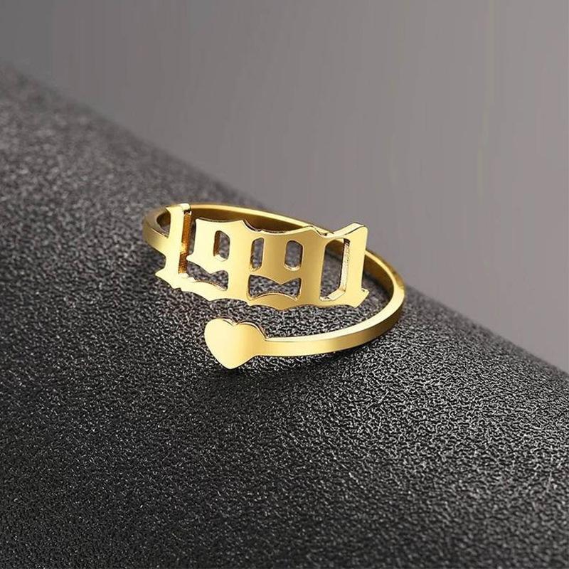 Fashionable Arabic numeral combination year ring zodiac year birthday gift