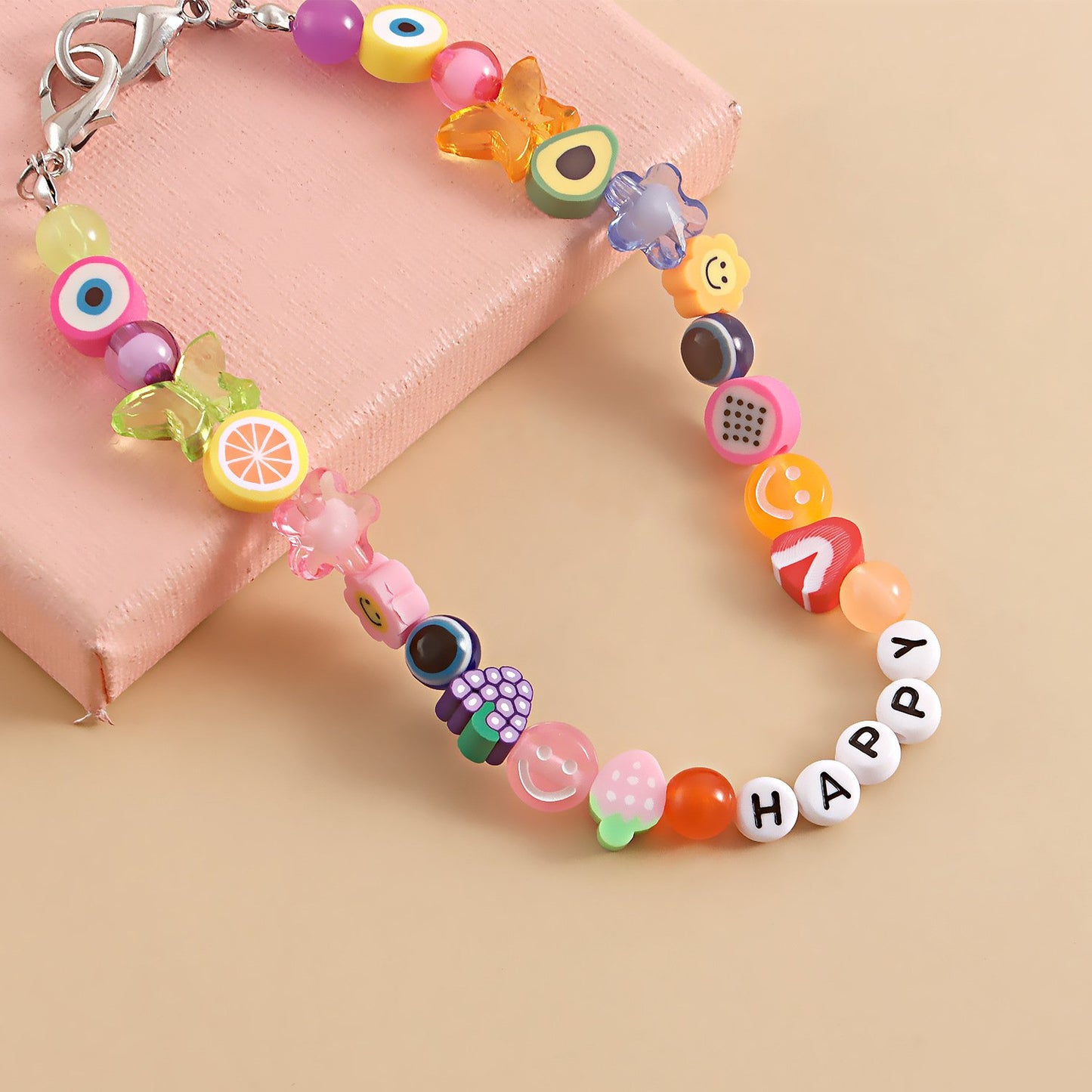 Jewelry Bohemian multi-element HAPPY letter soft pottery foot decoration female trend creative shoe chain