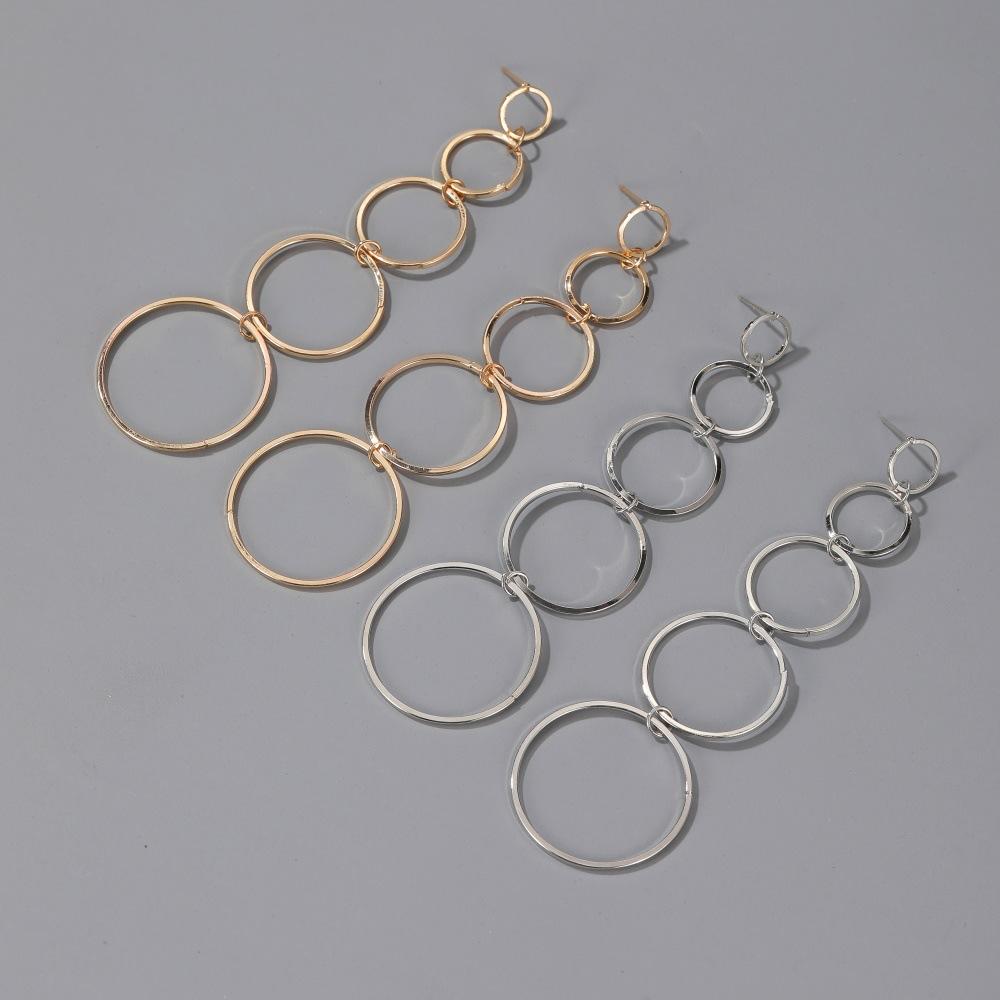 Earrings fashion personality multi-layer circle tassel earrings long section temperament exaggerated circle earrings women