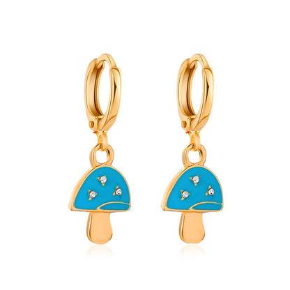 Ins cute drop earrings colorful alien flowers mushroom gossip earrings simple earrings