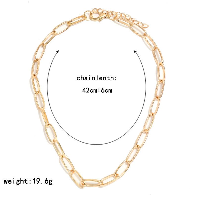 Simple Metal Buckle Clavicle Chain Femininity Short Shiny Necklace Personality Neck Jewelry