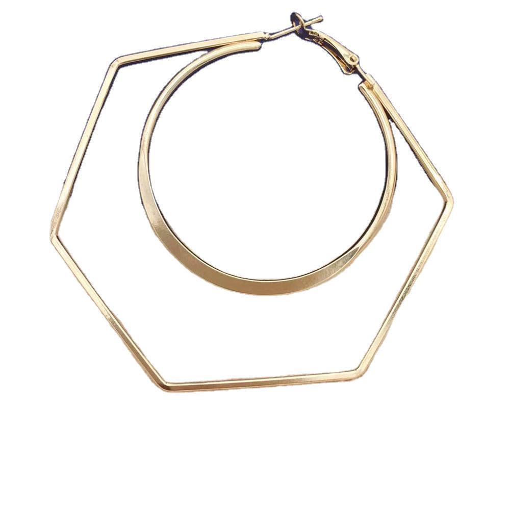 Exaggerated series of large polygonal round earrings women's fashion all-match earrings earrings jewelry jewelry