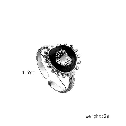 Fashion simple personality stainless steel drop oil love ring coin shield open ring live mouth ring versatile