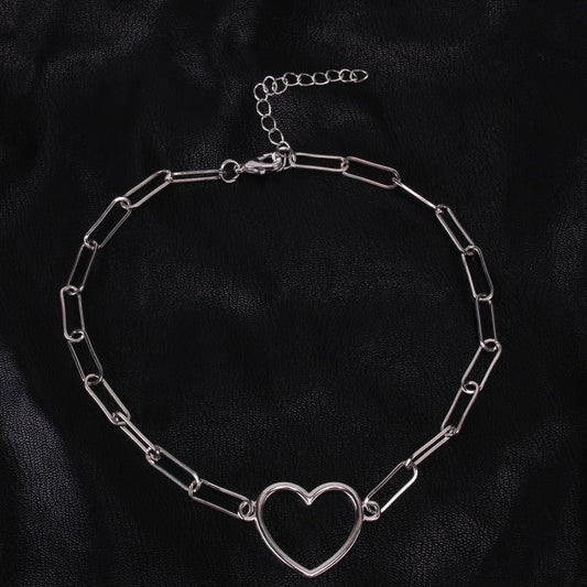 Retro Simple Alloy Large Love Paper Clip Necklace Pendant Clavicle Chain Necklace Female