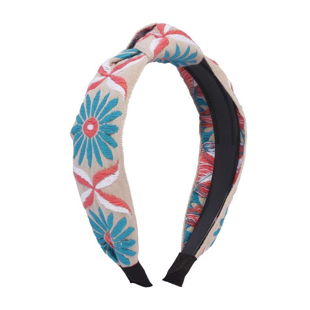 F3826 Jewelry Fabric Embroidery Sunflower Headband Small Fresh Knotted Temperament Washing Face Headband Female