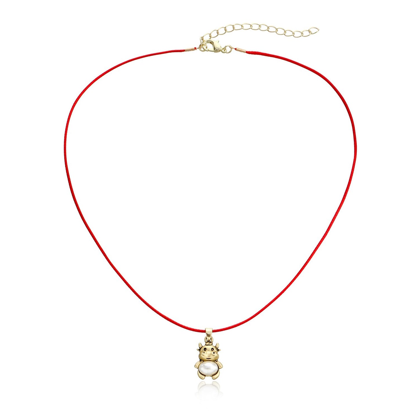 Jewelry Fashion Niche Red Rope Necklace Female Simple Cute Metal Calf Pendant