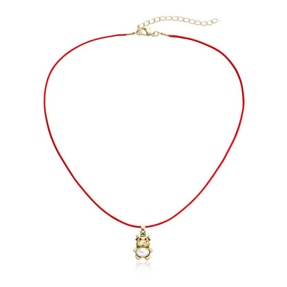 Jewelry Fashion Niche Red Rope Necklace Female Simple Cute Metal Calf Pendant