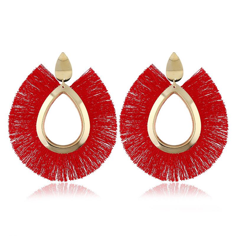 Leaf Tassel Exaggerated Earrings Retro Water Drop Fan-shaped Earrings Fashion Autumn and Winter Earrings