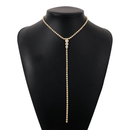 N198 Jewelry Claw Chain Full Diamond Trendy Luxury Necklace Y-shaped Retro Temperament Net Red Necklace Female