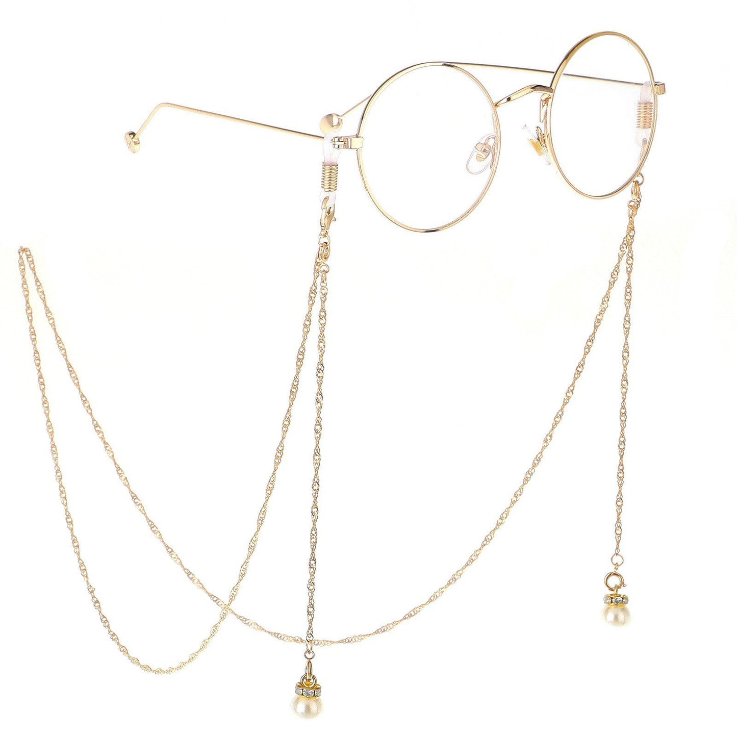 Wings with the same style of glasses hanging chain pearl chain multi-functional double buckle chain fashion sunglasses chain decorative glasses