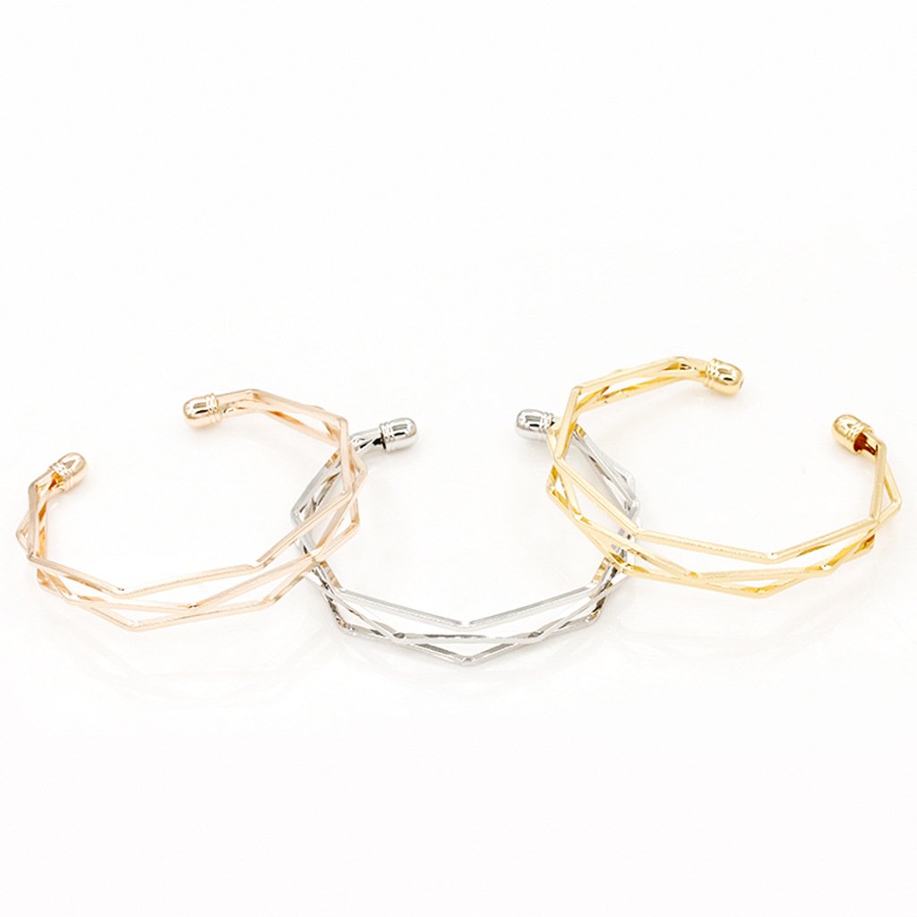 Fashion Pop Bracelet Five-Layer Water chestnut Polished Geometric Opening Couple Bracelet Jewelry