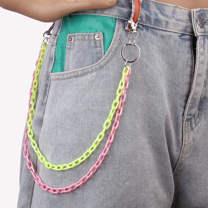 Street retro all-match ring accessories ins personality trend hip-hop fluorescent resin chain pants chain