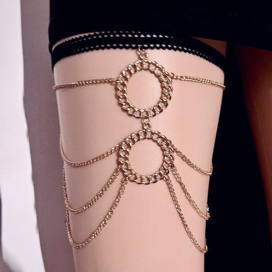 Sexy round double round chain leg chain female creative personality multi-layer long body chain jewelry