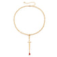 Jewelry niche design long sword hilt earrings trendy cool hip-hop red water drop cross earrings