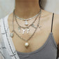 Jewelry retro shaped baroque cross multi-layer lock with key mix and match chain necklace