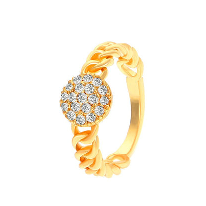 Ins full diamond round ring female fashion light luxury niche design braided twist index finger ring temperament ring