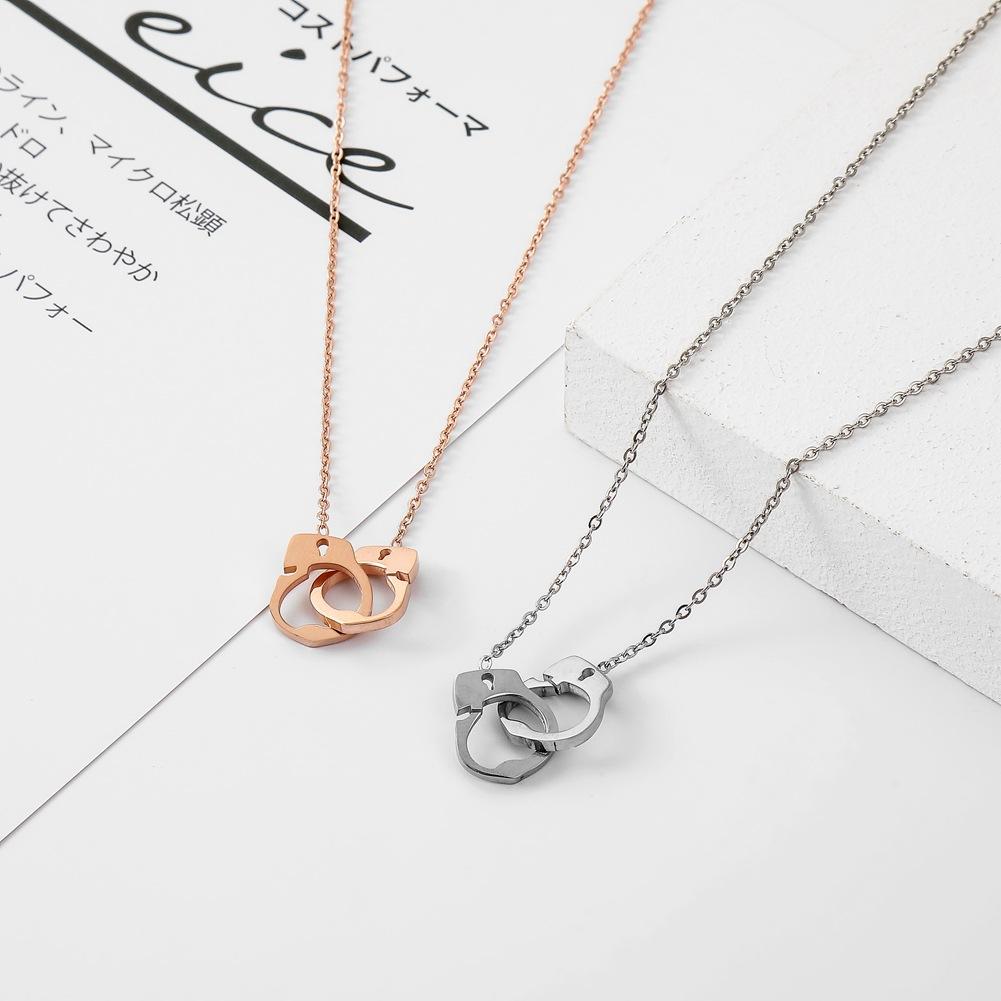Creative Fashion Stainless Steel Handcuffs Pendant Simple Personality Necklace Jewelry