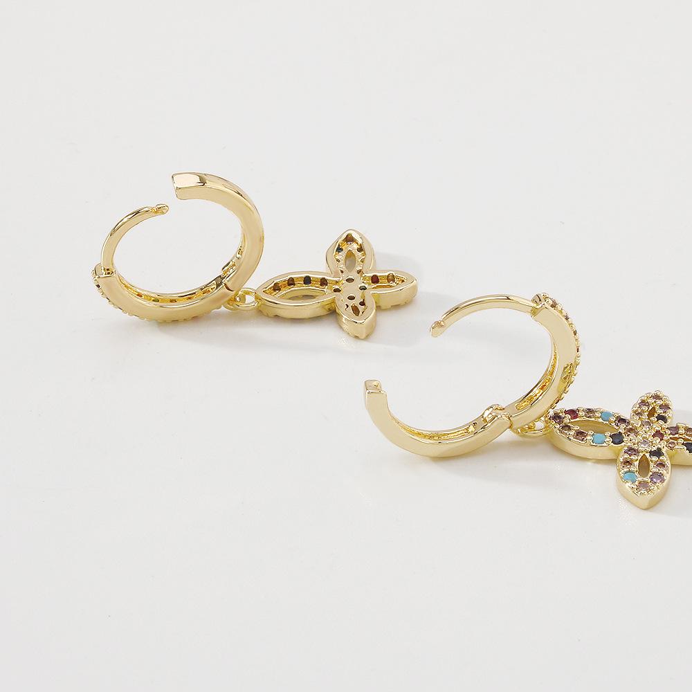 ZE53 Net Red Temperament Earrings Creative Color Zircon Earrings Fashion Light Luxury Butterfly Earrings Women