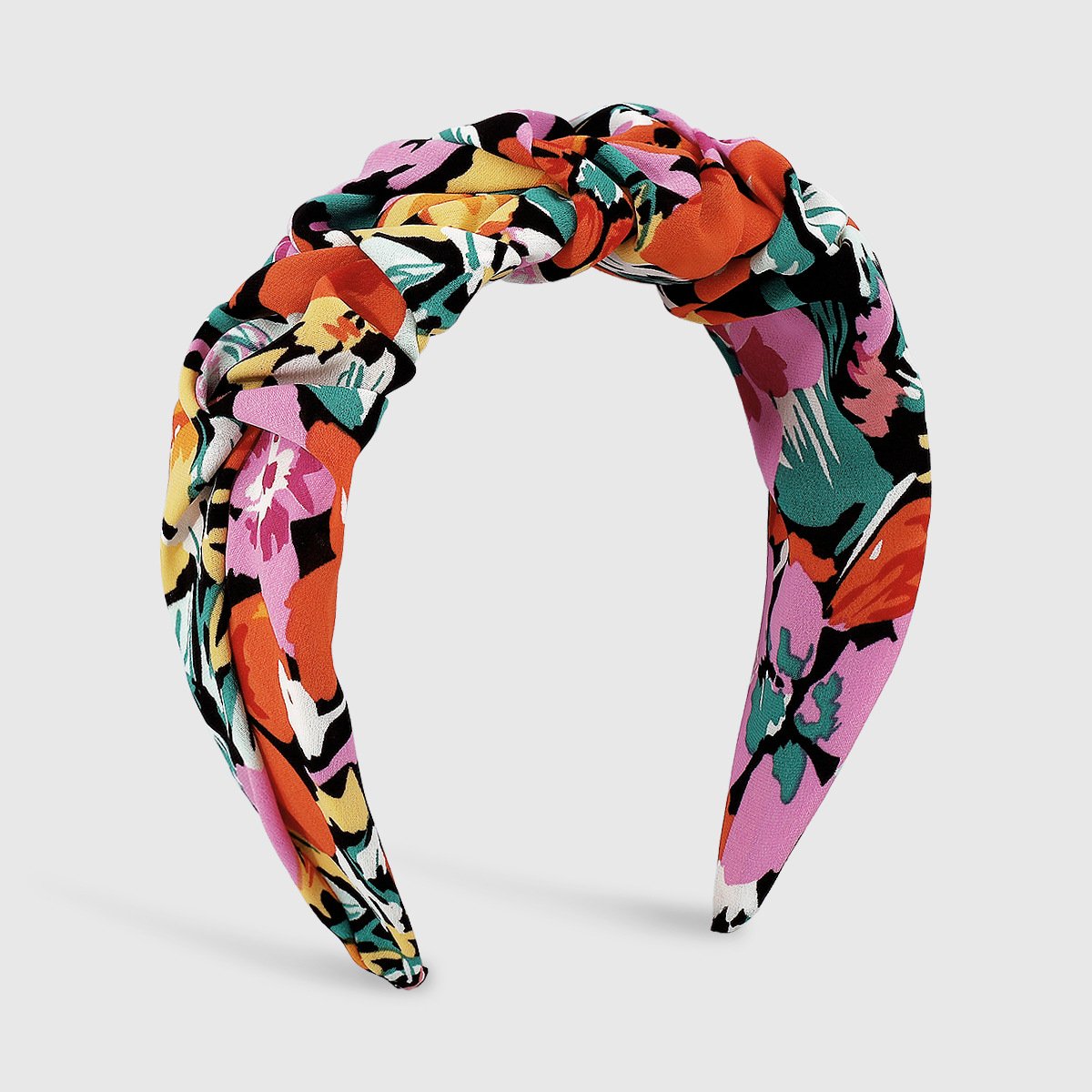 F4456 Exaggerated national floral headband fabric fold printing street style headband female