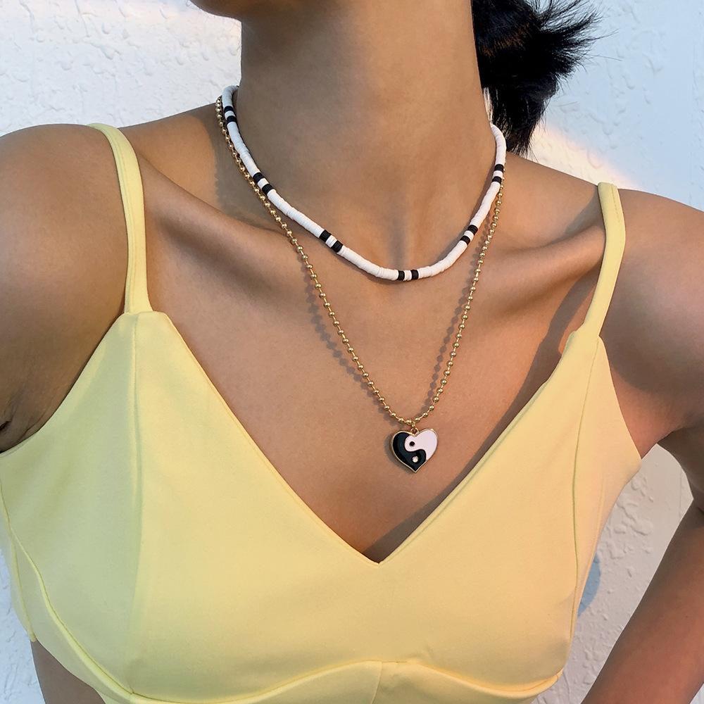 N8694 Jewelry Alloy Elegant Personality Heart Necklace Bohemian Fashion Simple Necklace