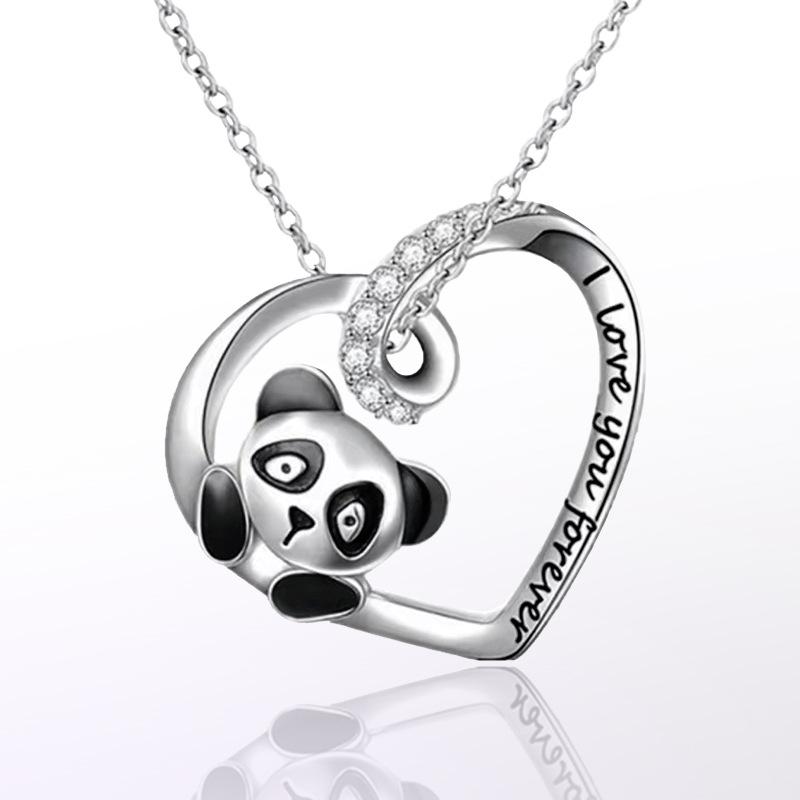 Love Red Panda Pendant Necklace Female Cute Cartoon Animal Clavicle Chain Jewelry