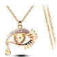 Fashion Versatile Eye Pendant Crystal Teardrop Eyelashes Necklace Long Sweater Chain Jewelry