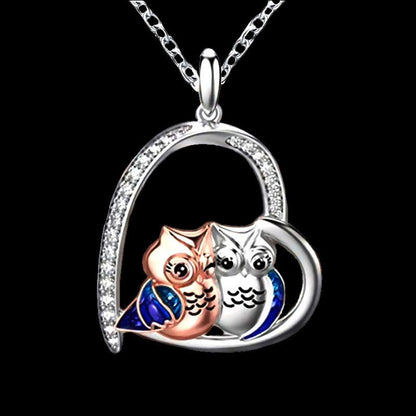 Jewelry Owl Heart Pendant Necklace Female Niche Design Sense Summer Cartoon Pattern Jewelry