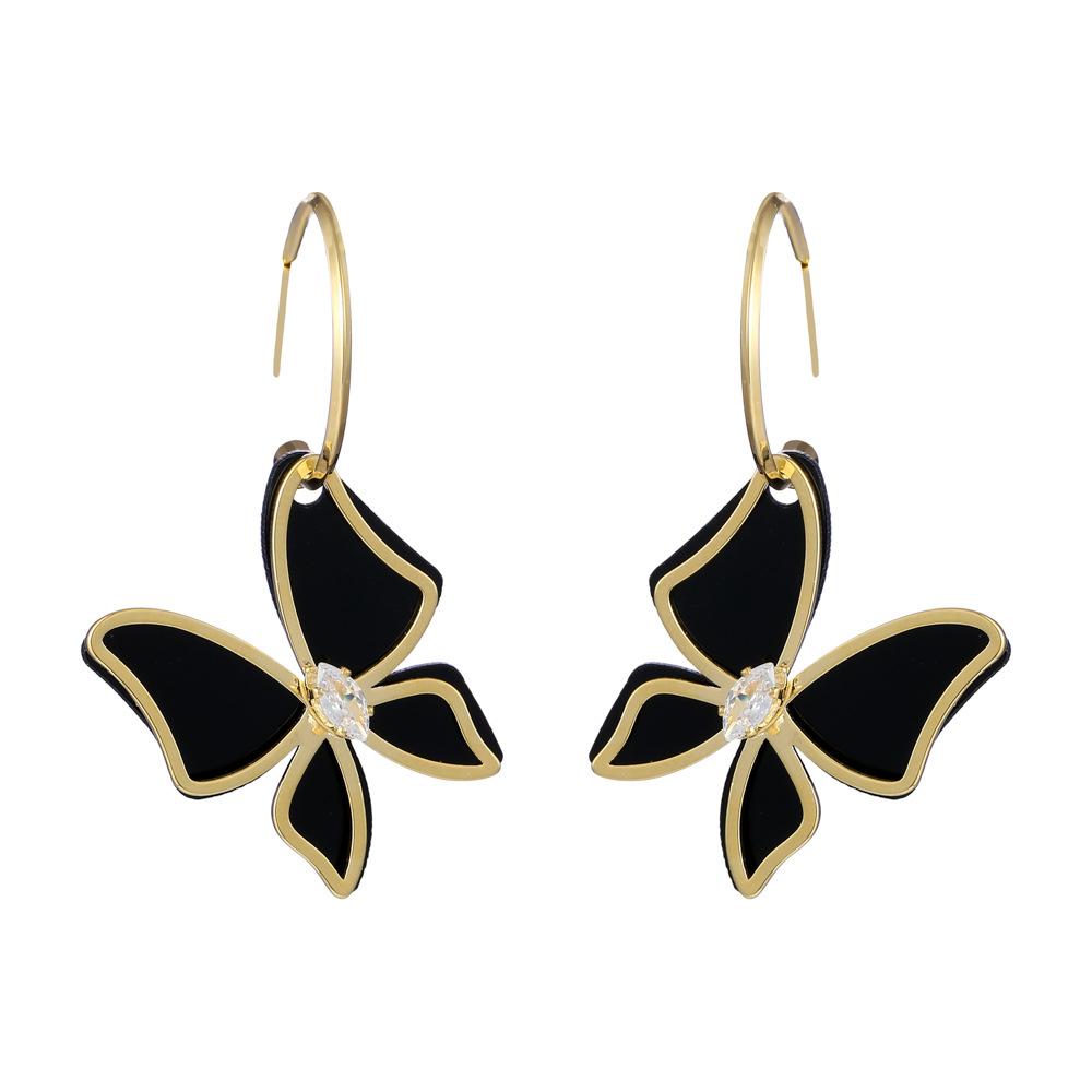 Elegant and creative golden geometric butterfly fashion plate earrings trend character hollow ear jewelry female