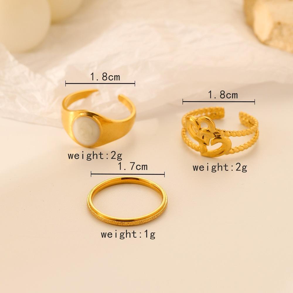 Versatile fashion personality stainless steel opening double heart oval drip oil set ring female
