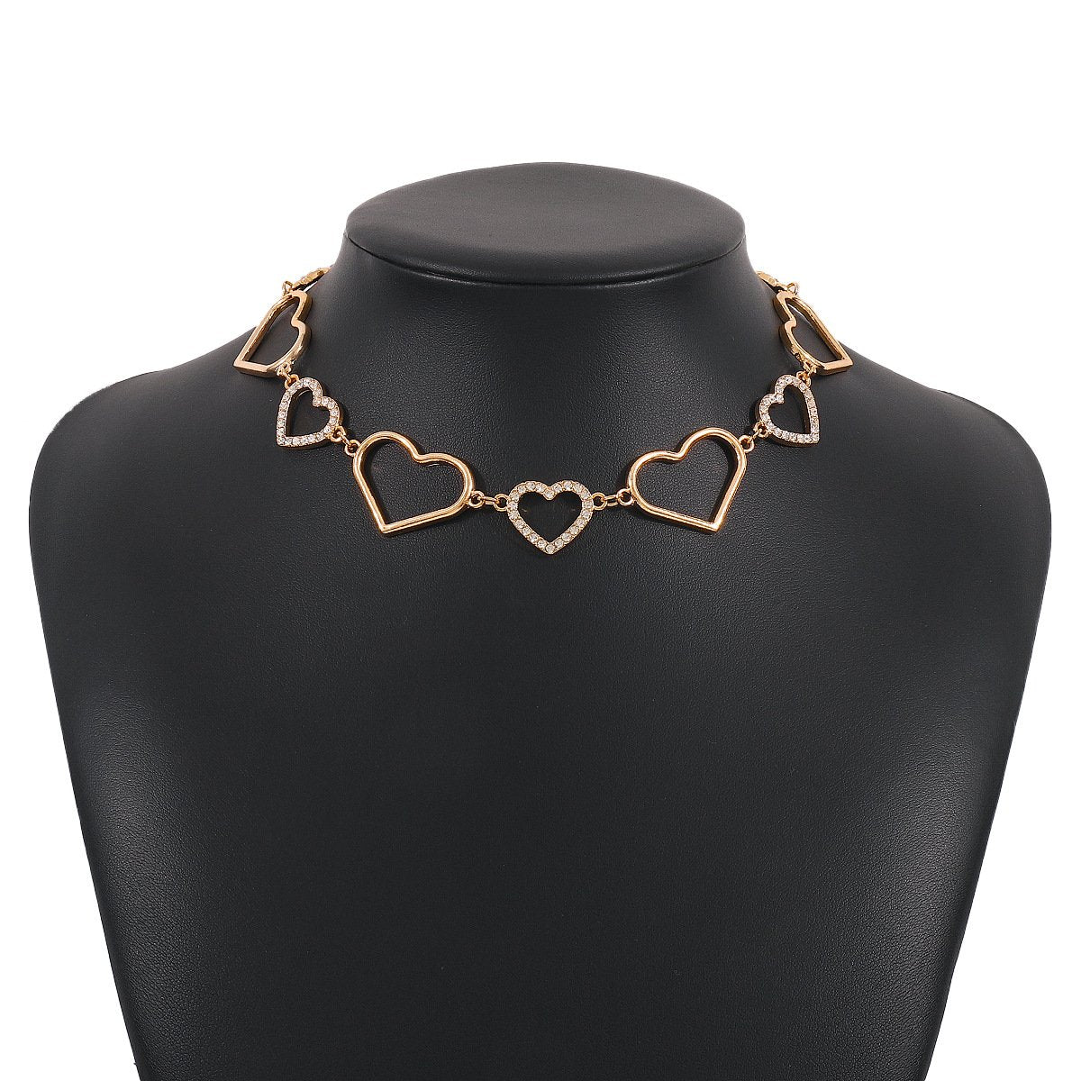 N1158 Net Red Simple Clavicle Necklace Hollow Love Rhinestone Atmospheric Necklace Stitching Creative Necklace