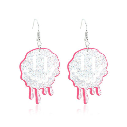 Gothic exaggerated acrylic irregular earrings ins transparent resin smiley face earrings Halloween